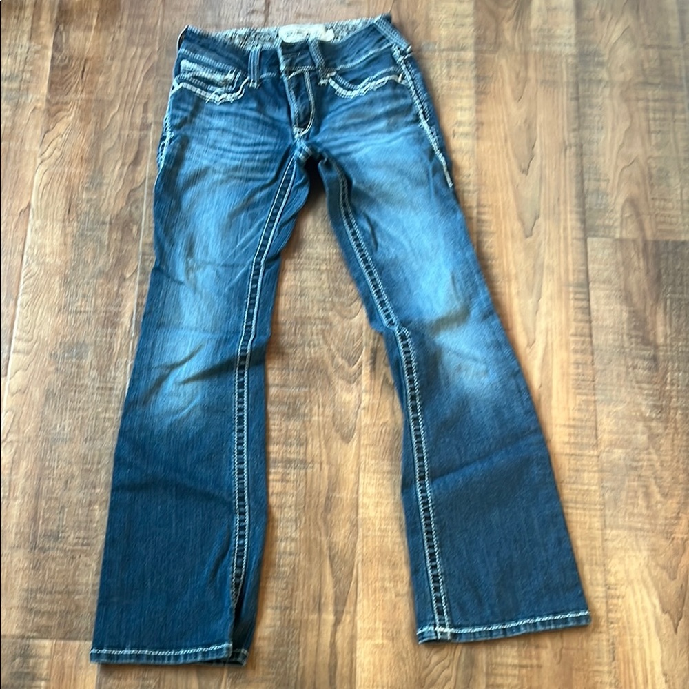 Ariat Blue Boot Cut Jeans with Contrast Stitching